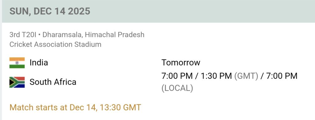 Ind vs south africa 3rd t20 live match